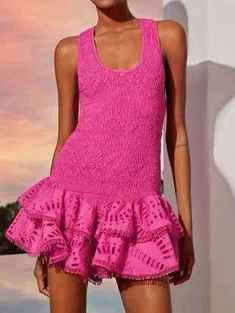 Mouwloze casual gebreide jurk met ruches